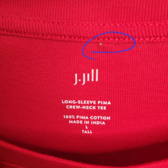 J Jill ‎ Red T Shirt Womens Size L Tall Long Sleeve Pima Cotton Easy Comfy Tee - Picture 3 of 12